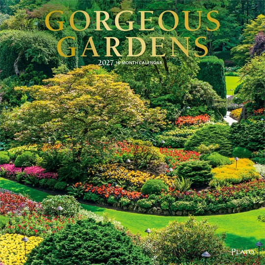 Plato; Gorgeous Gardens | 2027 12 x 24 Inch (Hanging) Monthly Square Wall Calendar | Foil Stamped Cover; Category:Wall Calendars; Image:1